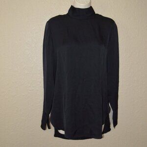 Sz 34 XS By Malene Birger Black Silk Blend Long Sleeve Blouse Tunic